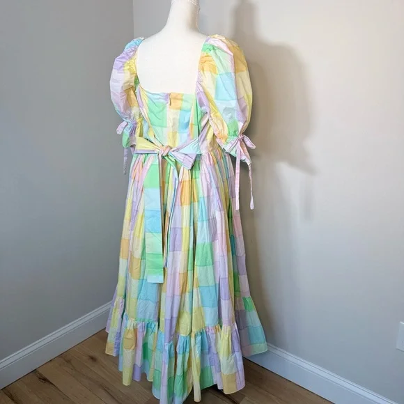 Selkie The Brunch Market Dress Pastel Plaid Puff Sleeve Midi NWT Size 2X - Picture 6 of 10